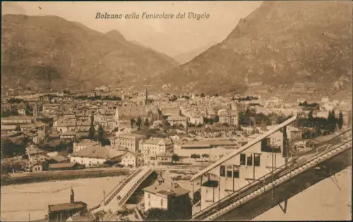 Cartolina Bozen Bolzano colla Funicolare del Virgolo 1927