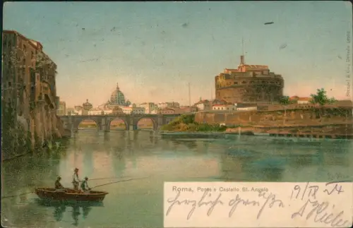 Cartolina Rom Roma Ponte e Castello St. Angelo Angler Künstlerkarte 1912