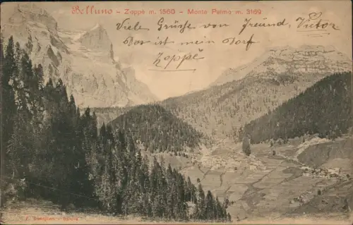 Cartolina Belluno Bełun Zoppe m. 1560 Umland 1901