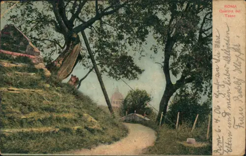 Cartolina Rom Roma Quercia delTasso 1906  A-Stempel Opalenitza Bz Posen