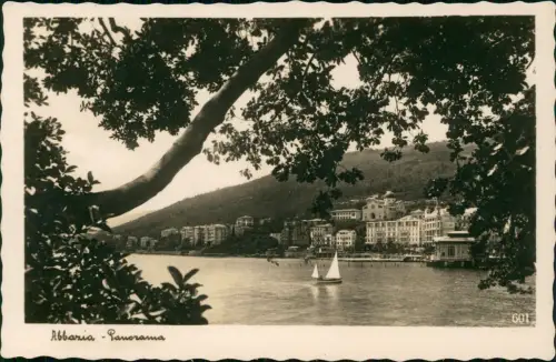 Sankt Jakobi Opatija (Abbazia) Panorama Segelboot - Fotokarte 1942