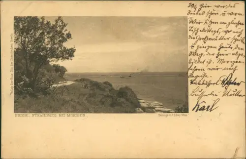 Postcard Brioni Brijuni Strandweg bei Moribon 1908