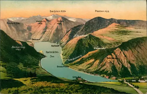 Ansichtskarte Bad Goisern am Hallstättersee Vogelschaukarte 1907