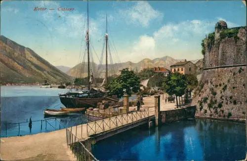 Postcard Kotor Cattaro (Котор) Segelboot Festung 1912