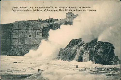 Postcard Ragusa Dubrovnik Sv. Marije Kasarme Kaserne Wellenschlag 1912