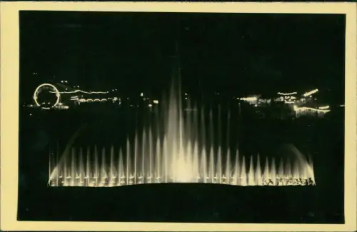 Wien Prater bei Nacht Leuchtfontainen und Riesenrad 1938 Privatfoto