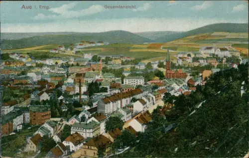 Ansichtskarte Aue (Erzgebirge) Gesamtansicht 1913
