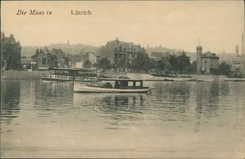 Postkaart Lüttich Luik Lîdje Die Maas Schiff Fähre 1918
