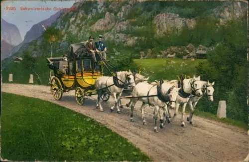 Ansichtskarte .Schweiz Schweizerische Gebirgspost Kutsche 1913  Helvetia Suisse