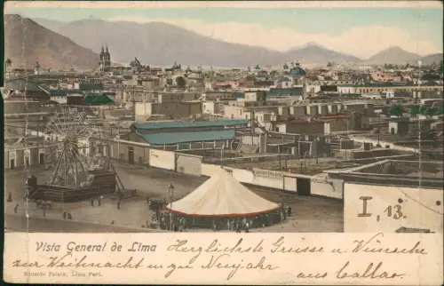 Postcard Lima Kirmes Rummel Riesenrad und Stadt 1901   Peru