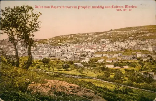Postcard Nazareth Stadt - Jesus Spruch 1913  Israel - gel. Bahnpoststempel