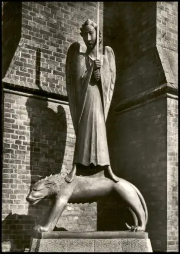 Ansichtskarte Kiel Skulptur 'Der Geistkämpfer' von Ernst Barlach 1955