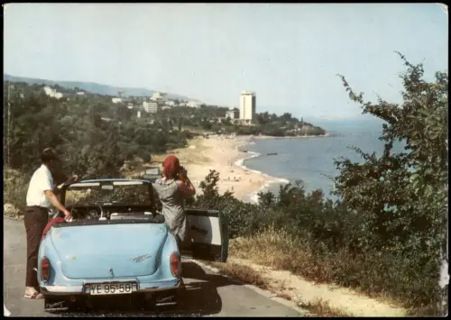 Warna Варна Küstenpanorama mit blauem Wartburg-Cabriolet 1970