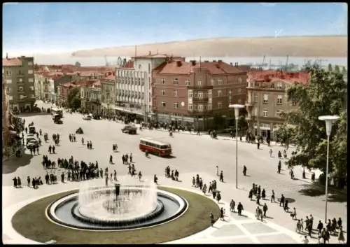 Postcard Warna Варна Platz der 9. September mit Springbrunnen 1960