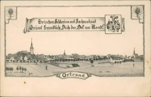 Ansichtskarte Ortrand Partie an der Stadt - Künstlerkarte 1909