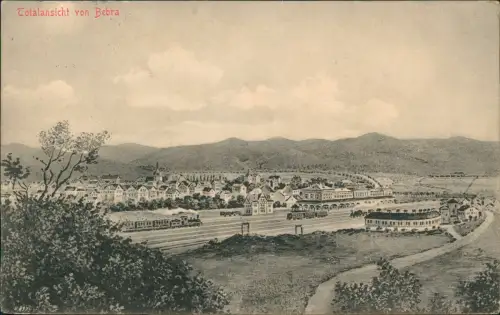 Ansichtskarte Bebra Stadt Bahnhof Künstlerkarte 1914   Bahnpoststempel Cassel