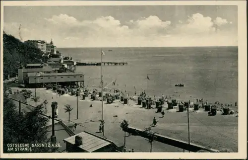 Ansichtskarte Sassnitz Rügen Strand mit Anlagen Rügen 1934