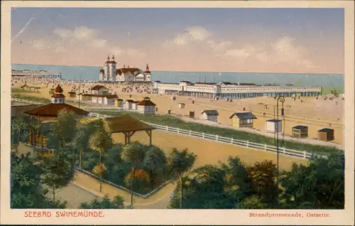 Postcard Swinemünde Świnoujście Strandpromenade, Ostseite 1922