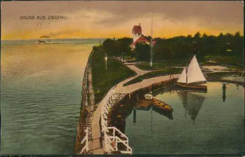Postcard Ziegenort Trzebież Strand Hafen Leitho 1922  Pommern b. Pölitz