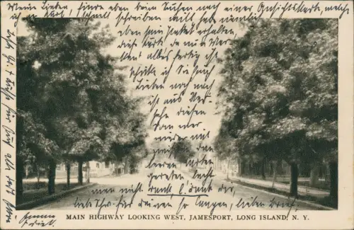Postcard Jamesport Long Island Main Highway 1931  USA