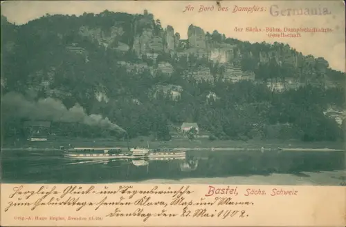 Ansichtskarte Rathen An Bord des Dampfers Germania Dampfschifffahrt 1902