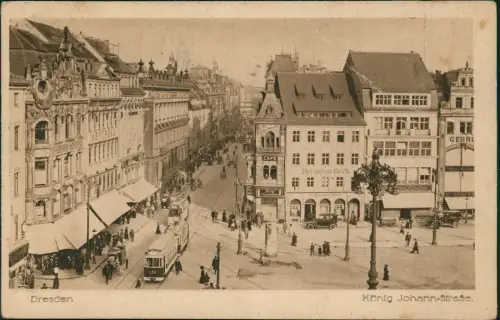 Innere Altstadt-Dresden König Johann-Straße Straßenbahn Geschäfte 1926