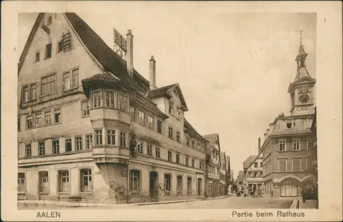 Ansichtskarte Aalen Straßenpartie am Rathaus 1925