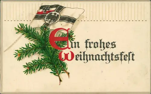 Weihnachten Militaria Patriotika WK1 Flagge 1916  gel. roter Zensurstempel