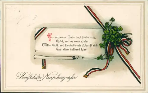 Ansichtskarte  Neujahr Sylvester New Year schweres Jahr Patriotika WK1 1915