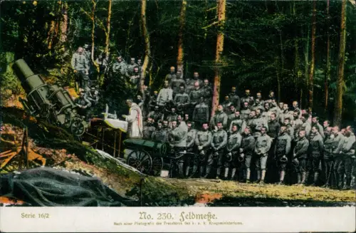 Ansichtskarte  Feldmesse Pastor Geschütz Soldaten Militaria Wk1 1914