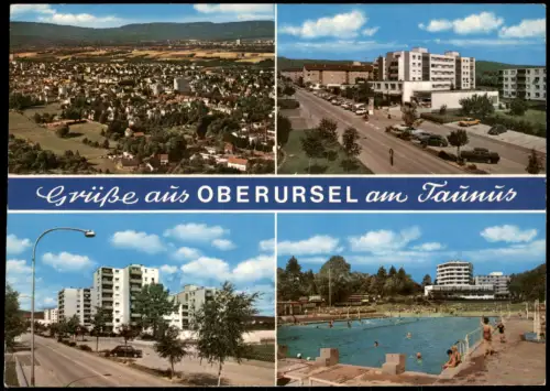 Oberursel (Taunus) Mehrbildkarte mit Stadtansichten und Freibad 1980
