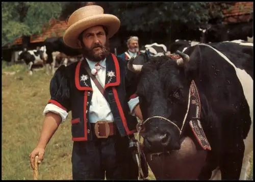 Ansichtskarte Vevey Armailli in Tracht mit Kuh 1977