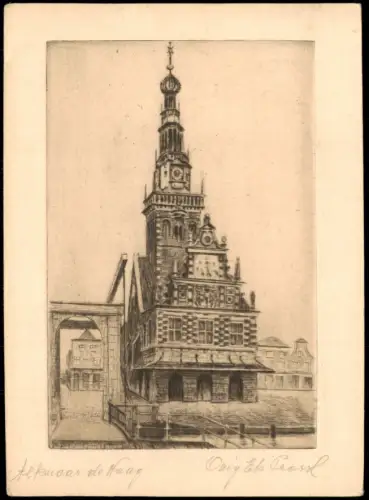 Postkaart Alkmaar Waaggebouw (Das Wägehaus) 1938