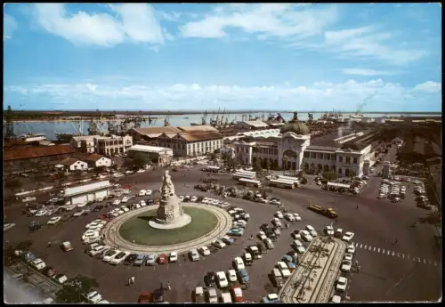 Maputo (Lourenço Marques) Luftbild Bahnhofsplatz mit Denkmal und Hafen 1973