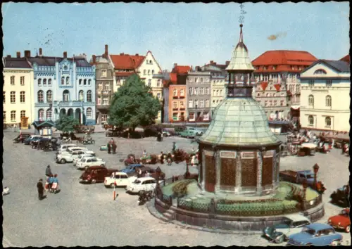 Ansichtskarte Wismar Marktplatz mit Wasserkunst, Wismar 1962