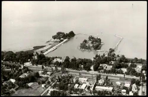 Postcard Balatonföldvár Blick auf den Hafen und die Uferpromenade 1966