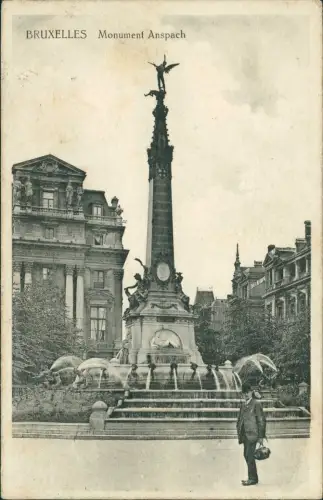 Postkaart Brüssel Bruxelles Monument Anspach 1915