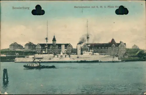 Sonderburg Sønderborg Marinestation mit S. M. S. Prinz Heinrich 1913