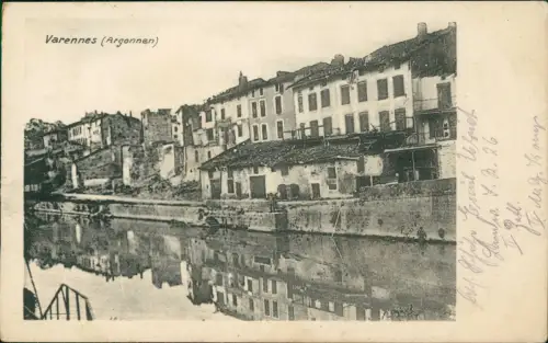 CPA Varennes-en-Argonne Stadt und Fluß 1917  gel. Feldpoststempel