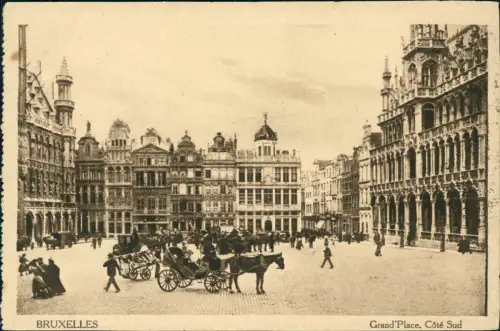 Postkaart Brüssel Bruxelles Grand Place. Côté Sud 1916