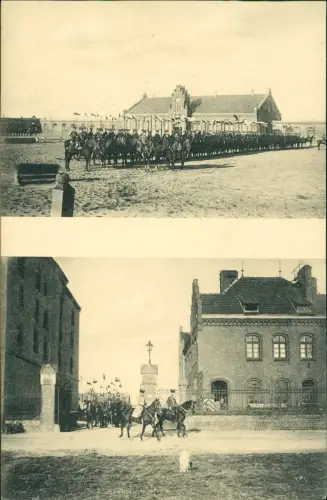 Ansichtskarte Krefeld Crefeld 2 Bild Husarenkaserne 1912