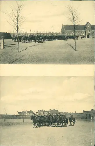 Ansichtskarte Krefeld Crefeld Reiter vor der Husarenkasene 1912
