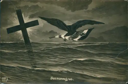 Schiffe Schifffahrt Kriegsschiffe Marine Adler Kreuz Seemannsgrab 1917