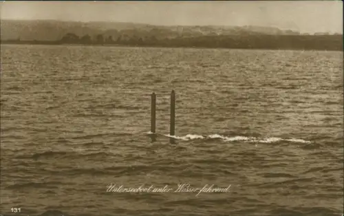 Marine WK1 Unterseeboot unter Wasserfahrend. 1914  Stempel  Marine Schiffspost