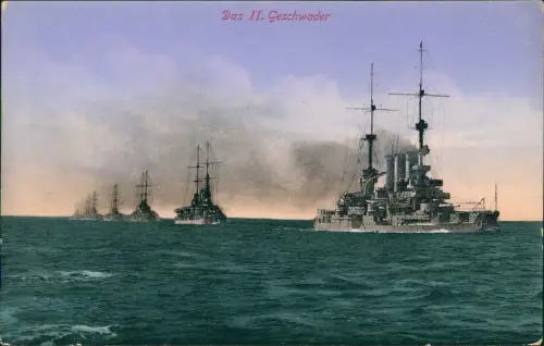Ansichtskarte  Schiffe Schifffahrt Kriegsschiffe Das II. Geschwader 1914