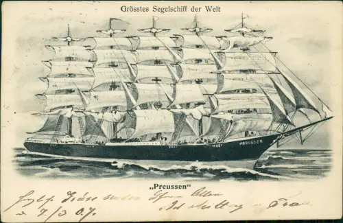 Schiffe Segelschiff Preussen Grösstes Segelschiff der Welt 1912