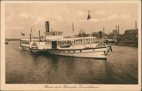 Ansichtskarte Moers Dampfer Deutschland Fabrikanlagen 1928