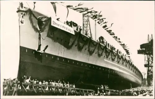 Wilhelmshaven Stapellauf Schiffstaufe Admiral Graf Spee Kreuzer Fotokarte 1934