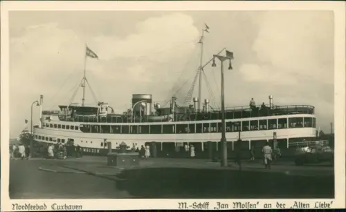 Ansichtskarte Cuxhaven Alte Liebe Motorschiff Jan Molsen 1938