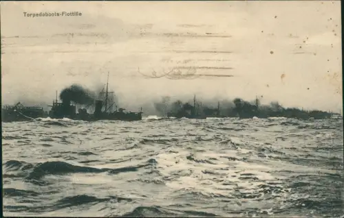 Schiff Kriegsschiff Marine Torpedoboots-Flottille 1917  Stempel Marine Feldpost